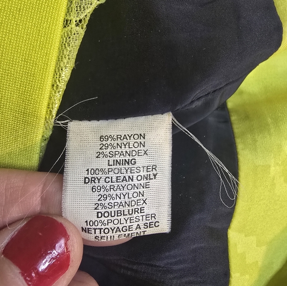 Trina Turk Navy Neon Green Lined Lace Mixed Skirt - Picture 7 of 8